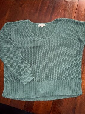 Lucky Brand Olive Green V-Neck Textured Sweater